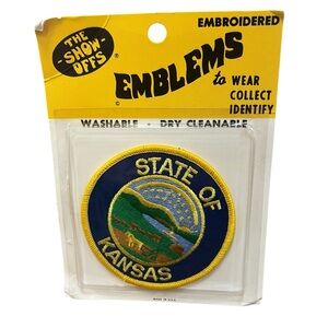 NEW VTG 70s State of Kansas  Great Seal  Embroidered Emblem Patch The Show Offs